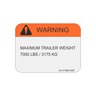 LABEL - WARNING, TRAILER MAXIMUM WEIGHT