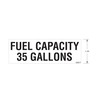 LABEL - FUEL CAPACITY, 35 GALLONS, BLACK/WHITE