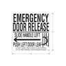 LABEL - EMERGENCY DOOR RELEASE, BLACK/WHITE, FRONT DOOR, ELECTRIC