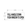 DECAL - SCHOOL BUS, LETTERING/WARNING LABEL, PULL HANDLE DOWN - PUSH WINDOW